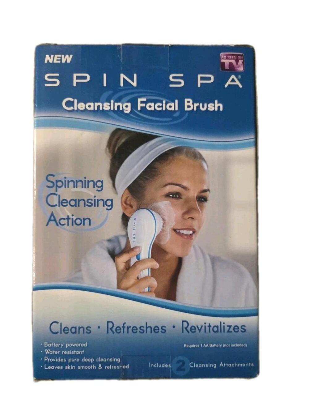 Spin Spa Cleansing Facial Brush with 2 Cleansing Attachments New In Box Sealed